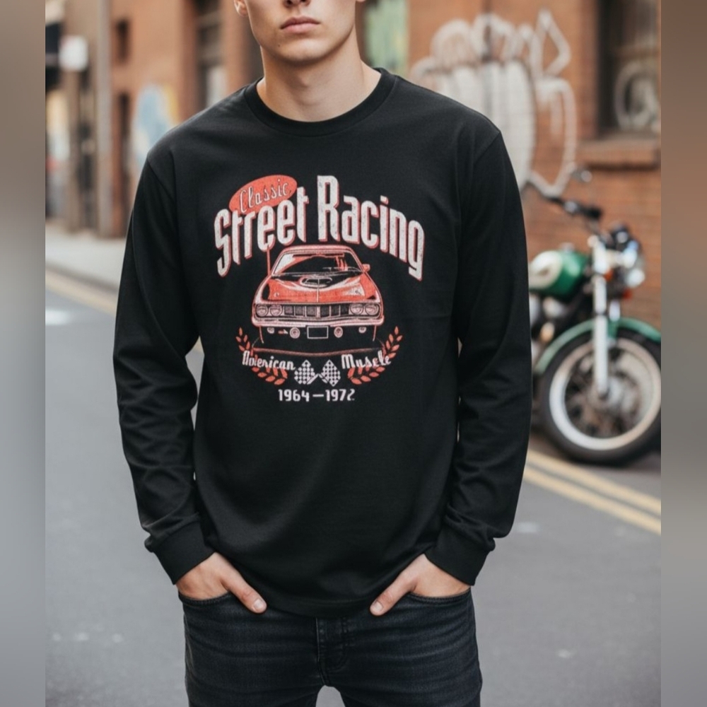 Men's Size M Black Solar Gear American Muscle 1964-1972 Classic Street Racing Lo